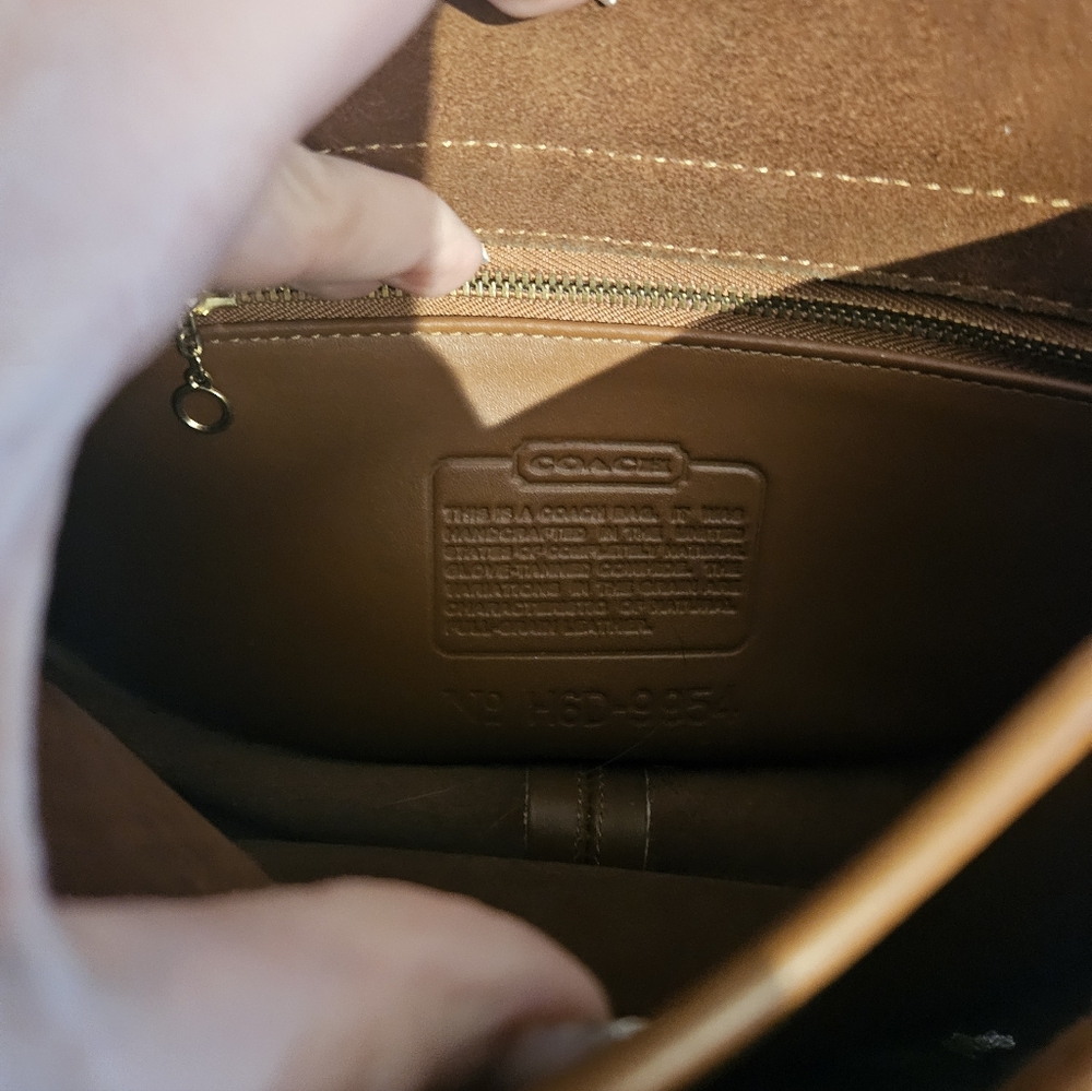 Coach 1990's Vintage British Tan Leather Sm Prairie Crossbody Bag 9954 - Picture 13 of 16